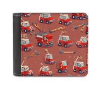sinyumoney Fire Truck Pattern Illustration 3D Print Wallet Safe Protection Card RFID Blocking Banknote Compartments Fashion Slim Leather Wallet 11.7cm*9.5cm