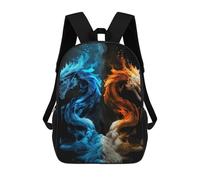 sinyumoney Fire Vs. Ice Dragons Artwork -1 Children's School Backpack Fashion Casual 17inch 3D Printed School Bags Boy School Backpack Large Backpack