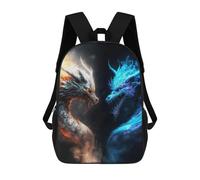 sinyumoney Fire Vs Ice Dragons Battle Backpack School Rucksack Casual Daypacks School Work Travel Bag for Men, Women & Teenage Boys 17inch