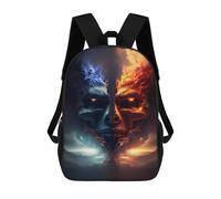 sinyumoney Fire Vs. Ice Dual Elements Clash 3D Printed 17inch Kids School Backpack School Bag Fashion Rucksacks for Boys Elementary And Middle School Students
