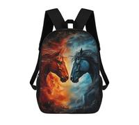 sinyumoney Fire Vs. Ice Horse Artwork Children's Backpacks 17inch School Backpack 3D Printed Bag Bookbag for Kids Travel Rucksacks Boy Girl Book Bags Kids School Bag