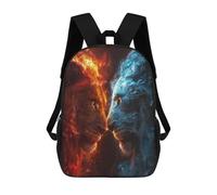 sinyumoney Fire Vs. Ice Lions Backpack School Bag Lightweight Airport College Students Back Pack for School/Work/Travel 17inch