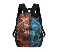 sinyumoney Fire Vs. Ice Tiger Art Print Backpack School Work Business College School for Men, Women & Teenage Boys 17inch