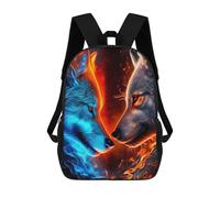 sinyumoney Fire Vs. Ice Wolves Artwork Backpack for Boys Teen Students, Girls Rucksack Bags Toddler Elementary Middle School Bookbag 17inch