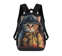 sinyumoney Firefighter Cat Hero Backpack Cartoon Plush Bag, 3D Backpack for Kids School Bag Birthday Gift Idea for Boys And Girls 17inch