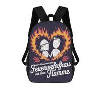 sinyumoney Firefighter Couple Illustration Backpack School Bag Rucksack for Girls Boys Backpacks Large Capacity Kids Back Pack Lightweight School Bags for Children Students 17inch