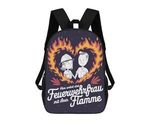 sinyumoney Firefighter Couple Illustration Backpack School Bag Rucksack for Girls Boys Backpacks Large Capacity Kids Back Pack Lightweight School Bags for Children Students 17inch