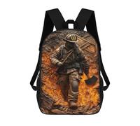 sinyumoney Firefighter Fireman Flame Children's School Backpack 3D Printed for Kids Travel Rucksacks Book Bags for Boys Elementary School Students 17inch