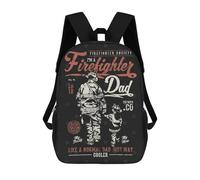 sinyumoney Firefighter Flame Dad Son Backpacks 3D Printed 17inch Kids School Backpack Outdoor Casual Daypack Casual Travel Bags for Middle School Students