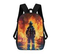sinyumoney Firefighter Flames School Backpack 3D Printed Children's 17inch Backpacks Bag Bookbag for Kids Boy Girl Book Bags Kids School Bag Travel Rucksacks