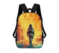 sinyumoney Firefighter Illustration 3D Printed 17inch School Bag Children's School Backpack Travel Backpacks Casual Fashion Bag for Kids School Students