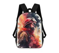 sinyumoney Firefighter Watercolors Kids Backpack, Kids School Bag 3D Printed School Backpacks for Boys And Teenager School Students 17inch