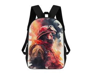 sinyumoney Firefighter Watercolors Kids Backpack, Kids School Bag 3D Printed School Backpacks for Boys And Teenager School Students 17inch