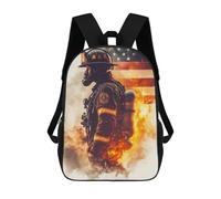 sinyumoney Firefighter with American Flag 17inch School Bag 3D Printed Children's School Backpack Casual Fashion Travel Backpacks for Kids School Students