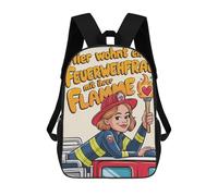 sinyumoney Firefighter Woman with Flame Children's Backpack, 3D Printed School Backpack, Backpack for Boys Girls, Adjustable School Bag for Primary School 17inch