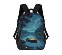 sinyumoney Firefly River Boat Night Scene Children's School Backpack Fashion Casual 17inch 3D Printed School Bags Boy School Backpack Large Backpack