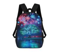 sinyumoney Fireworks Over Illuminated Tree School Backpack Lightweight Airport College Students Back Pack for Boys/Girls/Teenagers 17inch