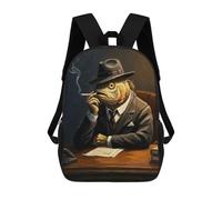 sinyumoney Fish Boss Smoking Children's Backpacks School Backpack 3D Printed for Kids Travel Rucksacks Book Bags Kids 17inch School Bag