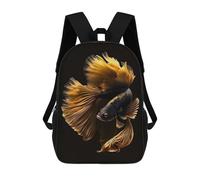 sinyumoney Fish Gold Black Backpack School High Secondary School Bags Casual Backpack for Men, Women & Teenage Boys 17inch