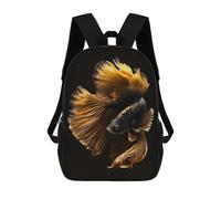 sinyumoney Fish Gold Black School Backpack Work Laptop Backpack Rucksack Bag for Camping Outdoor Adventures And Daily Travel 17inch