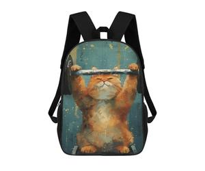 sinyumoney Fitness Tabby Cat Fat Gym Backpack School Bag Water Resistant Travel Backpack Computer Bag for Girls Boys Teenage 17inch