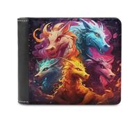 sinyumoney Five Mythical Dragons 3D Print PU Men's Leather Wallet Safe Protection Card RFID Blocking Leather Wallet 11.7cm*9.5cm