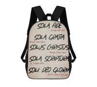 sinyumoney Five Solas Print Children's School Backpack 3D Printed for Kids Travel Rucksacks Book Bags Kids School Bag 17inch