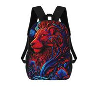 sinyumoney Flame And Forest A Lion's Majesty 3D Printed School Bag Children's School Backpack Schoolbags Travel Backpacks Casual Fashion Bag for Kids School Students 17inch