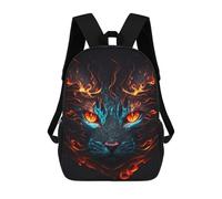 sinyumoney Flame And Ice Cat Portrait -1 Kids Backpacks,3D Personalized School Bookbags for Boys Girls Large Schoolbags Casual Daypack 17inch
