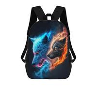 sinyumoney Flame And Ice Wolf Art Print School Bags School Secondary High School College Backpack Travel for Men, Women & Teenage Boys 17inch