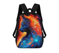 sinyumoney Flame And Shadow Wolf Art Kids School Backpack 3D Printed Fashion School Bag Casual School Bag for Boys Elementary And Middle School Students 17inch