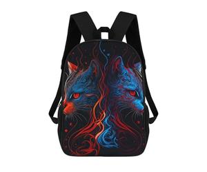 sinyumoney Flame Cats Digital Art School Bag Bookbag 3D Printed Children's Backpacks for Kids Boy Girl Book Bags Kids School Bag Travel Rucksacks 17inch
