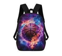 sinyumoney Flame Engulfed Basketball Backpack School Bag Rucksack for Girls Boys Backpacks Large Capacity Kids Back Pack Lightweight School Bags for Children Students 17inch