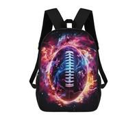 sinyumoney Flame Engulfed Football School Backpack School Bags for Girls Boys Backpack with Pocket Fashion School Bag Kids Backpack 17inch