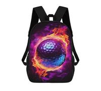 sinyumoney Flame Engulfed Golf Ball Backpack, Children's Backpack, Student School Bag Bookbag Rucksack, 3D Printed School Bag for Boys Girls 17inch