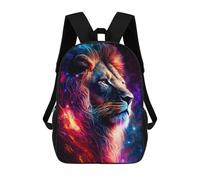 sinyumoney Flame-Filled Lion Portrait Backpacks, Kids Backpack Student School Bag 3D Printed Travel Backpacks Fashion Accessory Backpack Children Waterproof School Bags 17inch