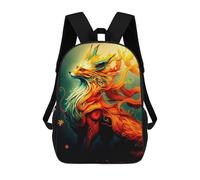 sinyumoney Flame Fox Fantasy Art Kids Children School Backpack 17 Inch Bookbags Casual Travel Rucksack Boys Girls Large Capacity Daypack 17inch