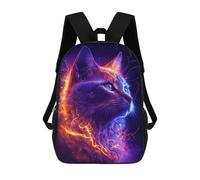 sinyumoney Flame-Fused Feline Fantasy Backpack 3D Print Kids Bag Elementary Students Daypack Lightweight School Bag for Children Girls Boys Nursery Lunch Pack 17inch