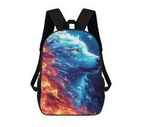 sinyumoney Flame & Ice Wolf Art Print Rucksack Water Resistant Travel Backpack Computer Bag for Teenage Girls Boys Women Men 17inch