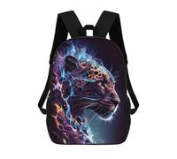 sinyumoney Flame Leopard Portrait Kids Backpack,School Backpack Kids School Bag 3D Printed Cartoon Large Capacity Backpack for Kids Boys And Girls 17inch