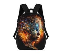 sinyumoney Flame of Passion Artistic Portrait -2 3D Printed School Bag Children's School Backpack Schoolbags Travel Backpacks Casual Fashion Bag for Kids School Students 17inch