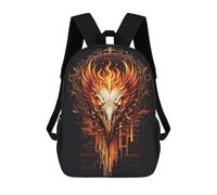 sinyumoney Flame Phoenix Skull Coding Children’s Backpack Girls Boys, 17 Inch Rucksack Bag, Daypack, Primary School, Perfect for Back to Kids