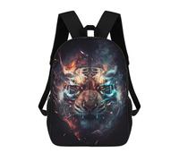 sinyumoney Flame Tiger Portrait Kids School Backpack School Bag 3D Printed School Bag for Boys Elementary And Middle School Students 17inch