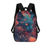 sinyumoney Flame Whiskered Feline Fantasy Backpacks 3D Printed Kids School Backpack School Bag Fashion Rucksacks for Boys Elementary And Middle School Students 17inch