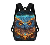 sinyumoney Flame-Winged Mystic Owl Artwork Rucksacks 3D Printed Children 17inch Backpacks Fashion Casual Daypack Travel Bags Outdoor Casual Daypack for Boy And Girl