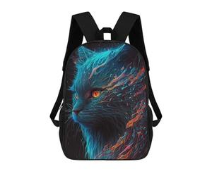sinyumoney Flame-Wrapped Feline Fantasy Children's Backpacks School Backpack 3D Printed Backpack for Kids Travel Rucksacks Book Bags Kids School Bag 17inch