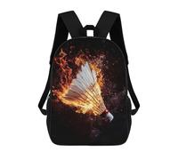 sinyumoney Flaming Badminton Shuttlecock School Backpack Daypacks Business Backpack Water Resistant Bookbag for Campus Outdoor Travel Sports 17inch