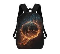 sinyumoney Flaming Basketball Artwork Backpack School Water Resistant Travel Backpack Computer Bag - Perfect for Travel, Work And Daily Use 17inch