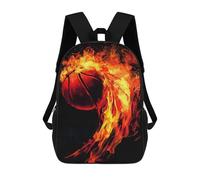 sinyumoney Flaming Basketball Backpacks Kids 17inch School Backpack School Bag 3D Printed School Bag for Boys Elementary And Middle School Students