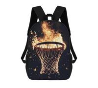 sinyumoney Flaming Basketball Hoop School Backpack Lightweight Airport College Students Back Pack- Perfect for Travel, Work And Daily Use 17inch